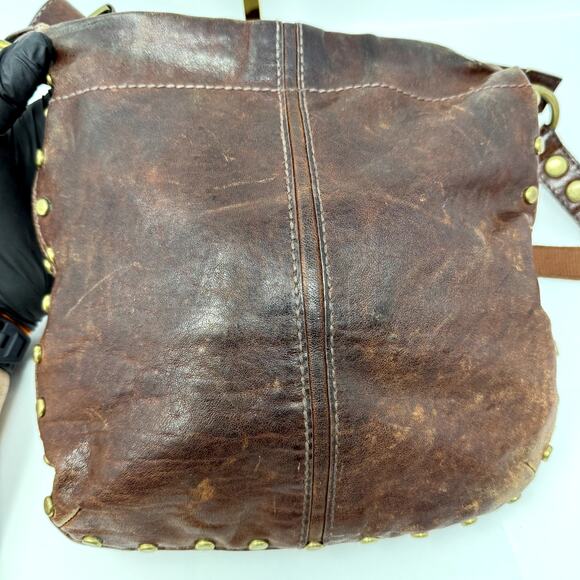 Fossil Purse Brown Leather Studded Should Bag Vintage Retro Western Country Boho - Picture 9 of 15